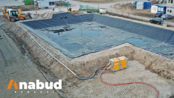Uszczelnienie zbiornika retencyjnego geomembraną PEHD – Witnica